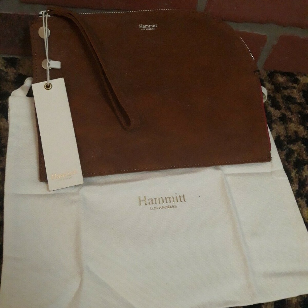 Hammitt WRISTLET Handbag Clutch Richard Arches Buffed Brown Tan Cognac Purse NEW - Picture 4 of 5